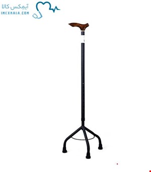 عصا 3 پایه فلزی مشکی مات دسته چوبی T33